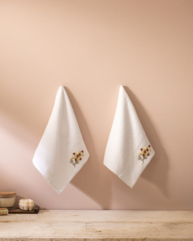 Premium Cotton 2-Piece Hand Towel Set - Embroidered Felicity Design