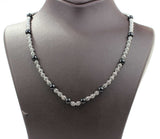 Sterling Silver Onyx Ball Necklace - Intricate Beaded Design