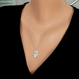 Sterling Silver Teddy Bear Pendant Necklace - Playful Charm