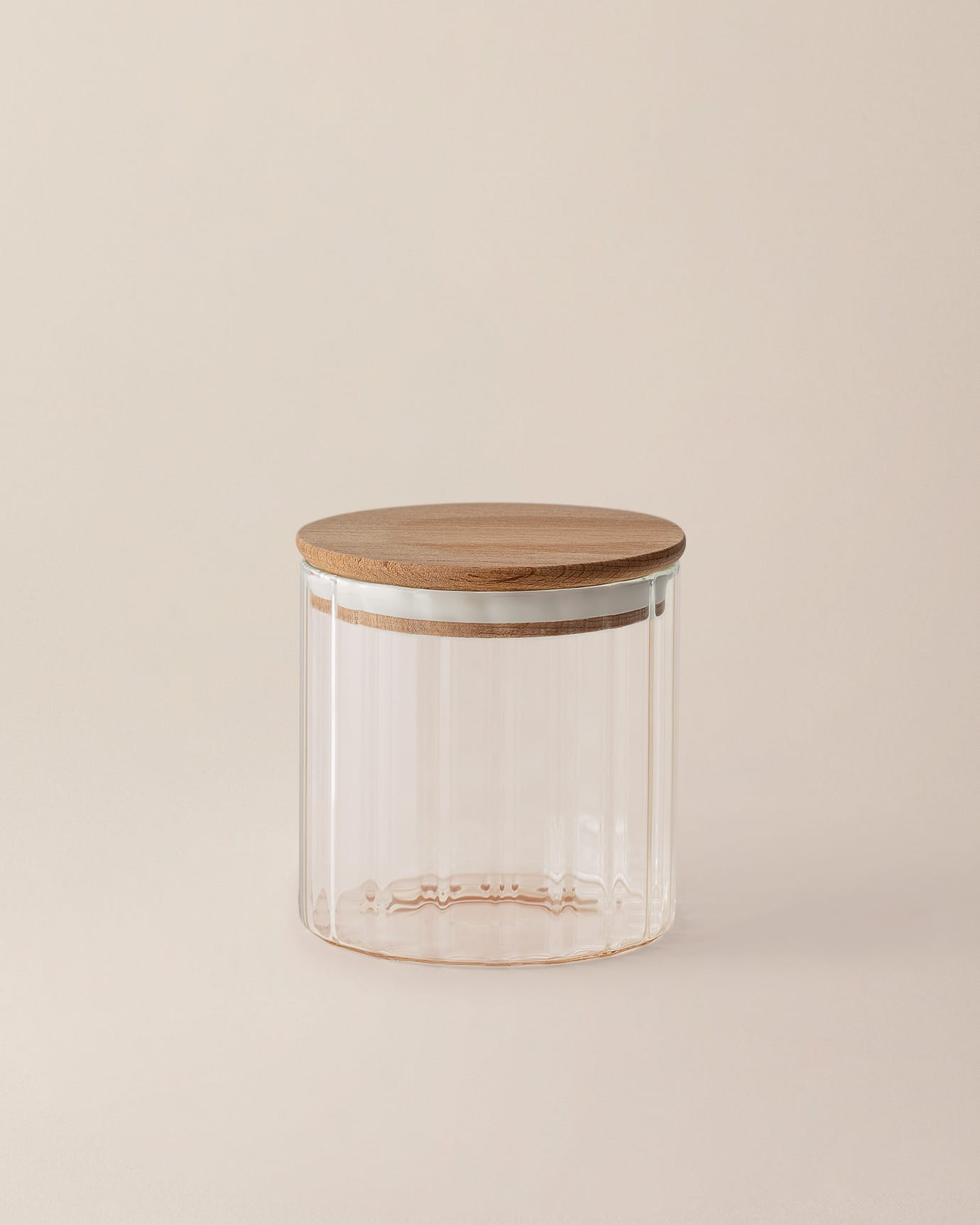 Patterned Cylindrical Glass Food Storage Jar with Lid, 700ML Mini