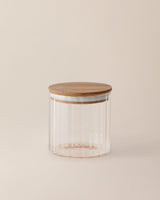Patterned Cylindrical Glass Food Storage Jar with Lid, 700ML Mini