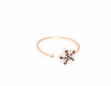 Premium 925 Sterling Silver Star Ring Pink Black Stone