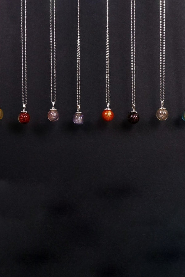 Scented Glass Globe Pendant Necklace - Plum Aroma Diffuser