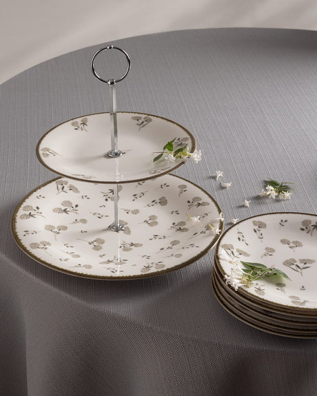 New Bone China 7-Piece Cookie Set - Elegant Fleur Design