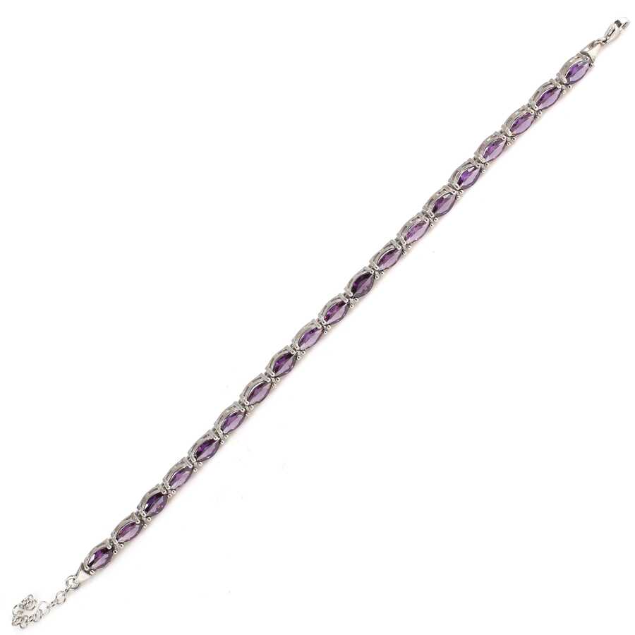 Pulsera de línea con almendra y amatista en plata de ley - Delicada y elegante
