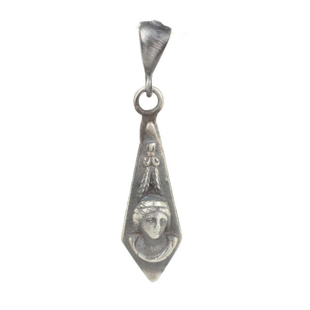 Sterling Silver Dangle Medallion Pendant with Women's Figure