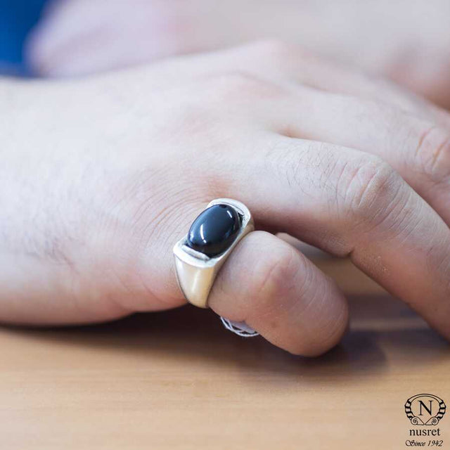 Premium Sterling Silver Oval Onyx Ring