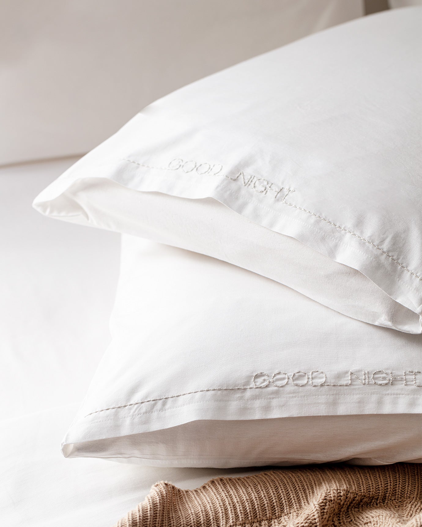 100 Percent Cotton Pillowcase - Soft & Breathable White Beige