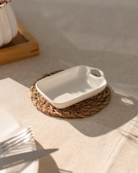 New Bone China Rectangular Sauce Dish - Elegant Petit Design