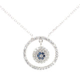 Sterling Silver Evil Eye Hoop Necklace - Zircon Gemstone