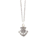 925 Sterling Silver Necklace - Nautical Anchor & Ship's Wheel Pendant