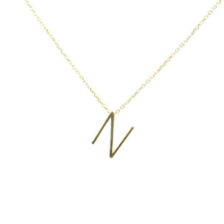Sterling Silver 3D Initial 'N' Pendant Necklace