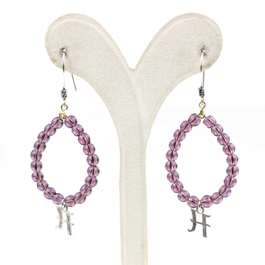 Premium 925 Sterling Silver Amethyst Letter Earring