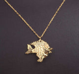 Premium 925 Sterling Silver Fish Charm Necklace Yellow