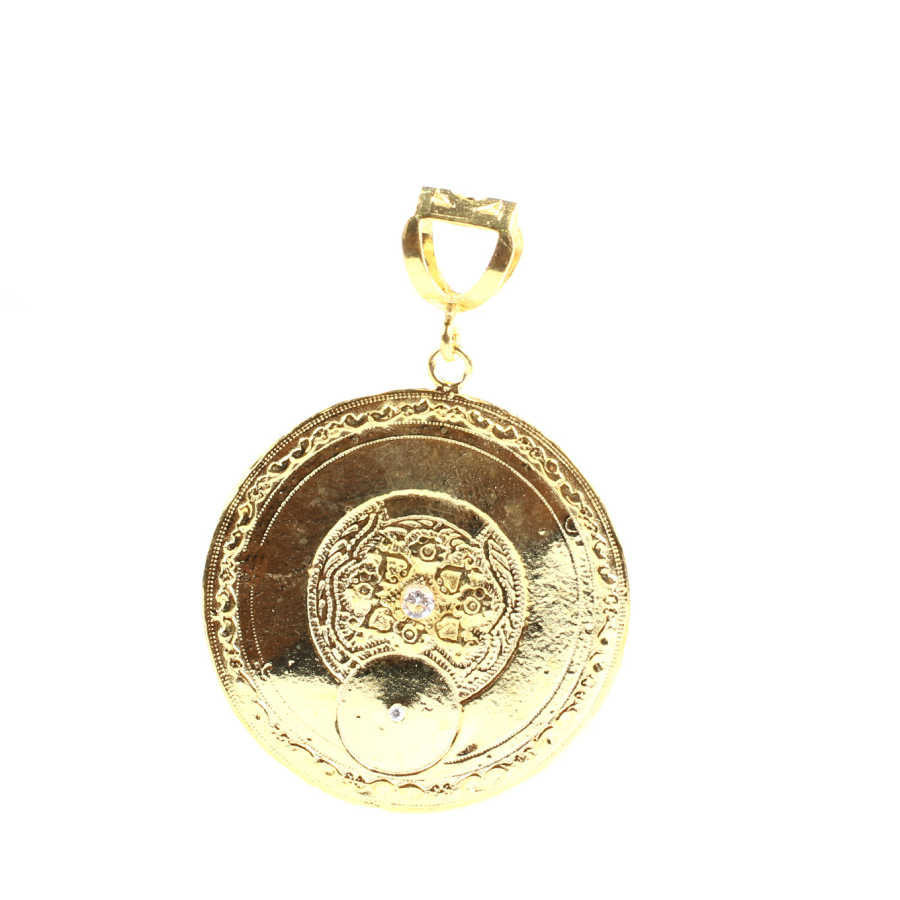 925 Sterling Silver Medallion Pendant - Heart & Flowers with Zircon