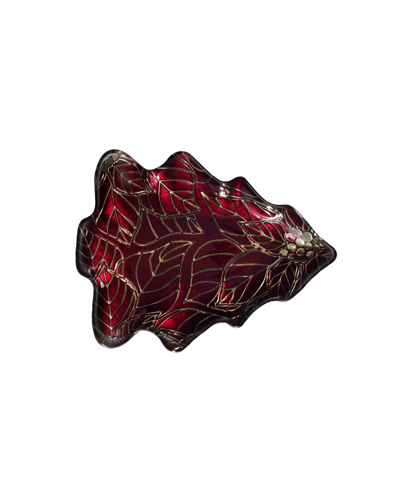 Glass Decorative Plate - Bernette Collection, Elegant Red Design
