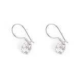 925 Sterling Silver Round Zircon Dangle Earrings - Timeless Sparkle