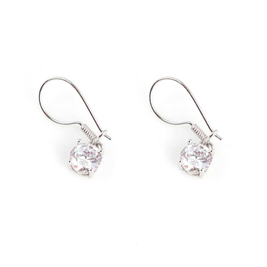 925 Sterling Silver Round Zircon Dangle Earrings - Timeless Sparkle