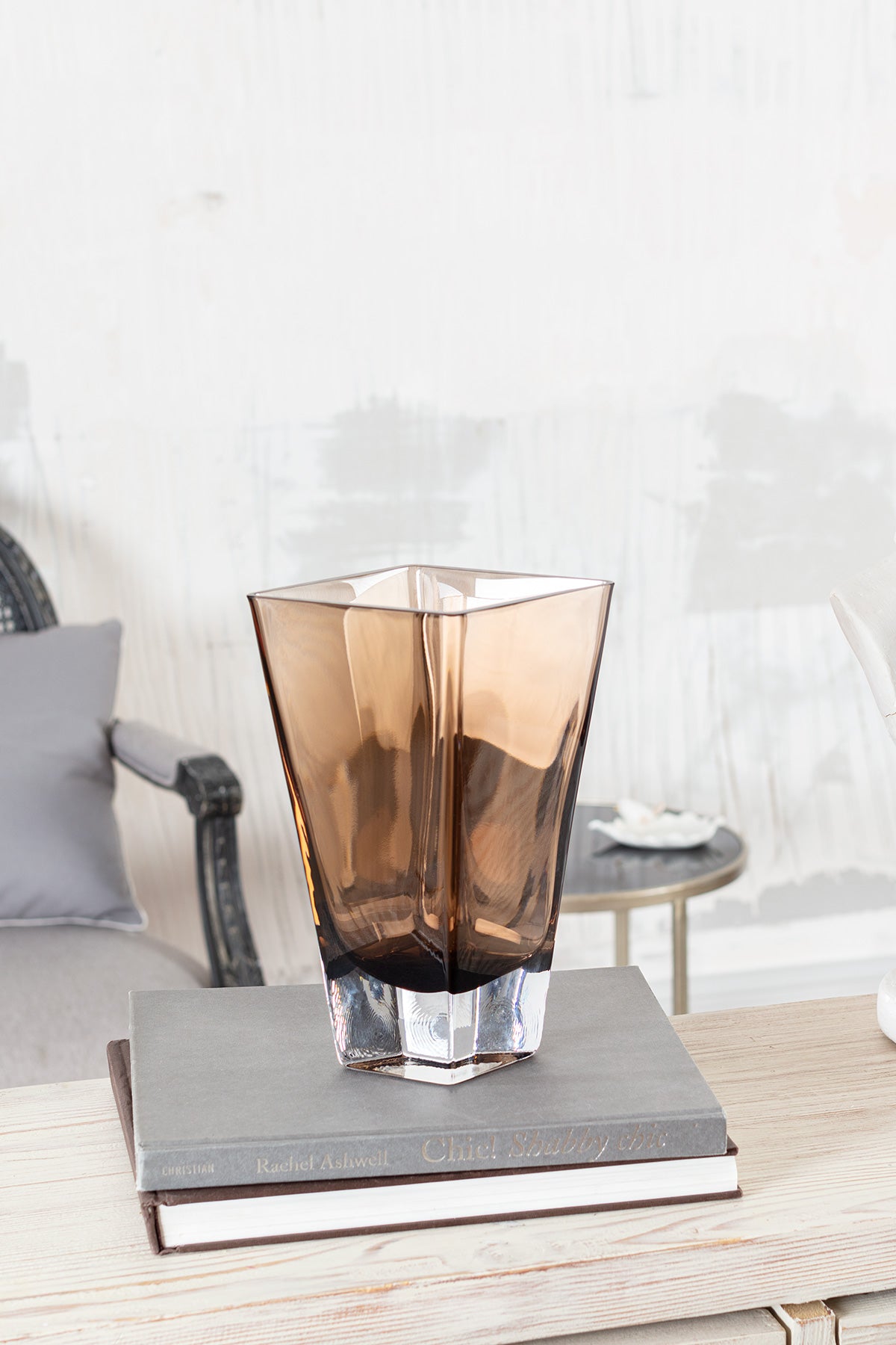 Luneville Handcrafted Small Brown Glass Vase - Elegant Home Decor Accent