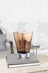 Luneville Handcrafted Small Brown Glass Vase - Elegant Home Decor Accent