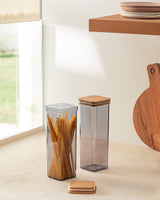 2-Piece Food Storage Containers with Wood Lids - 2100ml Set