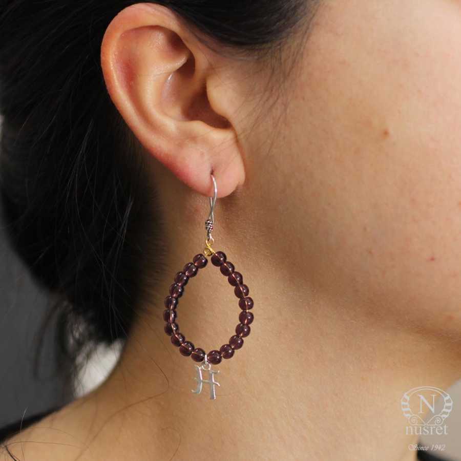 Premium 925 Sterling Silver Amethyst Letter Earring