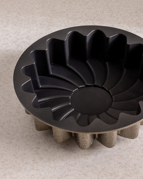 Non-Stick Fluted Cake Pan - Taupe for Easy Release Baking