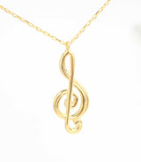 925 Sterling Silver Treble Clef Necklace - Musical Elegance