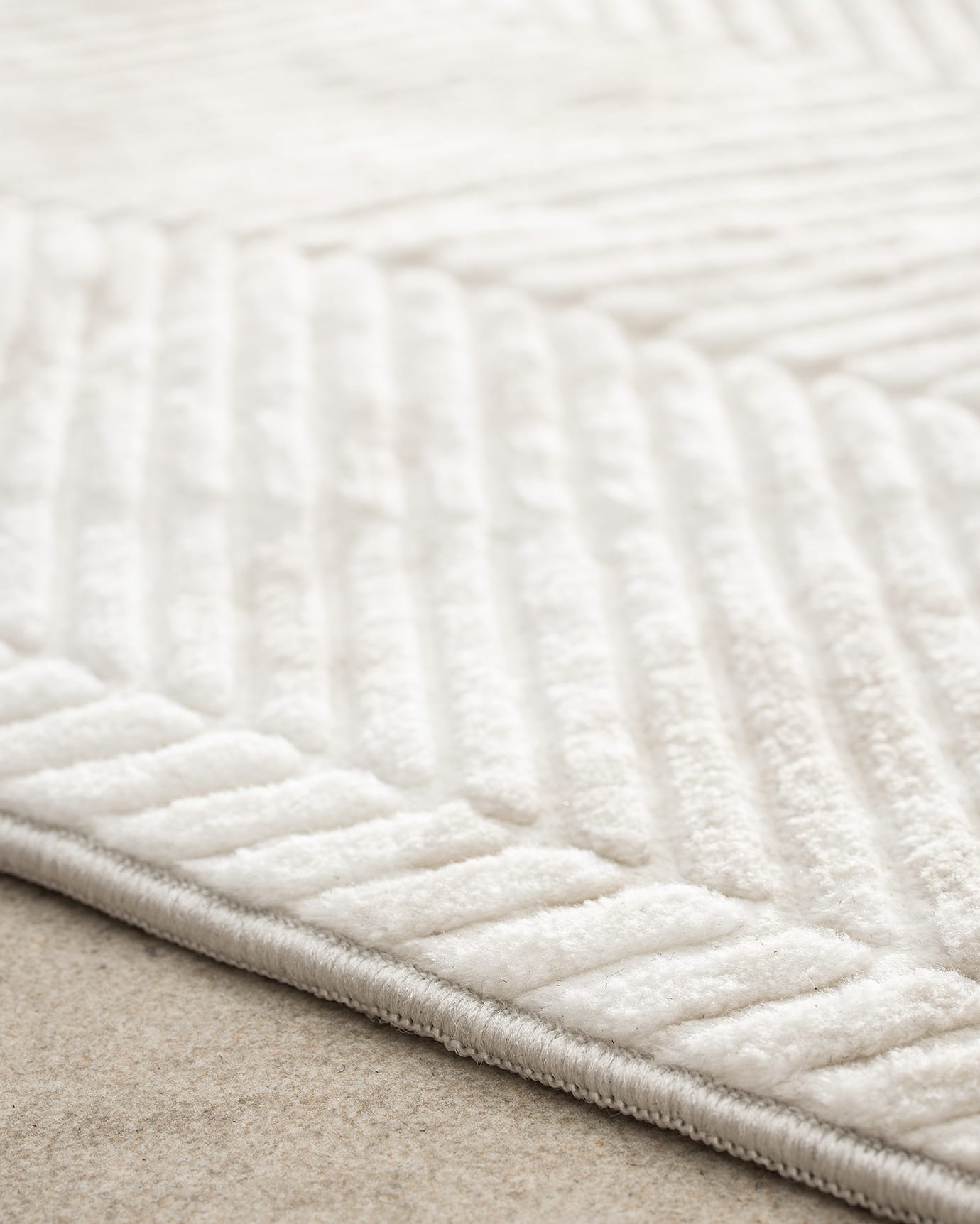 Polyester Area Rug - Soft Ecru Weave
