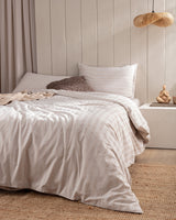 Single Cotton Sateen Striped Duvet Cover Bedding Set