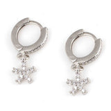 925 Sterling Silver Star Dangle Hoop Earrings with Zircon