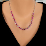 Premium 925 Sterling Silver Pink Stone Waterfall Necklace