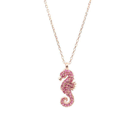 Premium Sterling Silver Ruby Seahorse Necklace