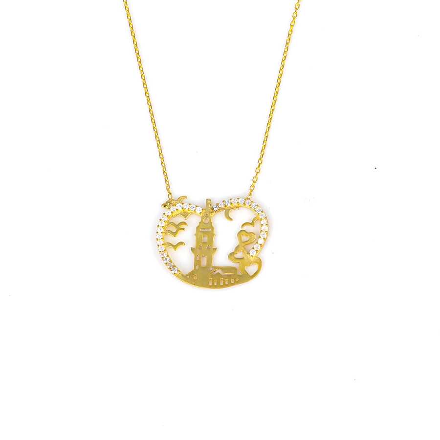 Sterling Silver Zirconia Maiden's Tower Necklace