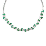 Sterling Silver Lotus Flower Waterway Necklace with Green & White Zircon