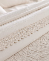 100% Cotton Double Bedspread Set - Soft & Serene Ecru Design