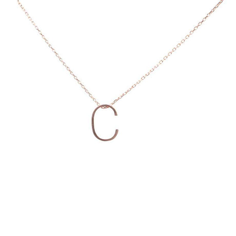 Sterling Silver 3D C Initial Pendant Necklace - Personalized Elegance