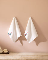 Soft Embroidered 100% Cotton Hand Towel Set - 2 Pack