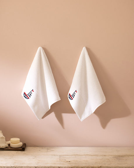 Soft Embroidered 100% Cotton Hand Towel Set - 2 Pack