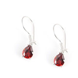 Sterling Silver Synthetic Ruby Teardrop Drop Earrings