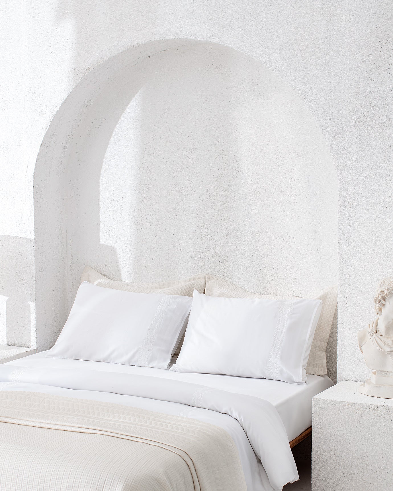 Rodez Double Bedspread Set - White Coastal Quilt Coverlet Bedding