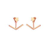 925 Sterling Silver V & Star Ear Jacket Earrings