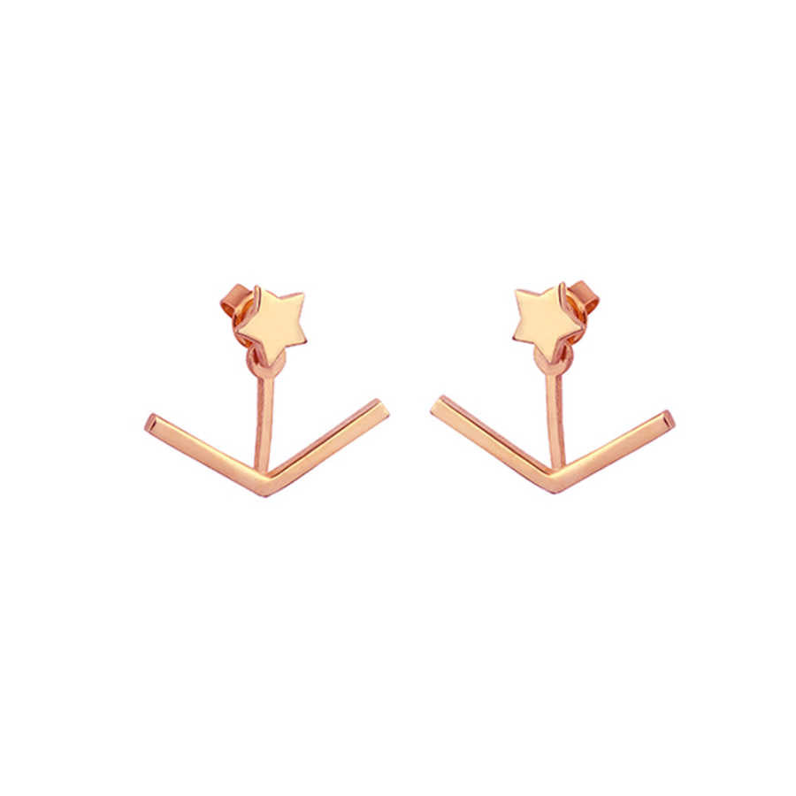 925 Sterling Silver V & Star Ear Jacket Earrings