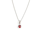 925 Sterling Silver Round Synthetic Ruby Pendant Necklace
