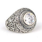 Premium 925 Sterling Silver Zircon Filigree Leaf Ring