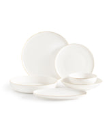New Bone China 6-Person Dinner Set - White & Gold Elegance