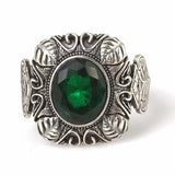 Professional Sterling Silver Emerald Square Men's Ring