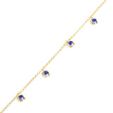 Sterling Silver Enamel Elephant Anklet - Delicate Charm Design