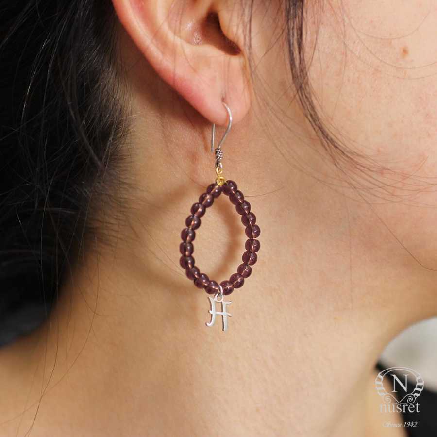 Premium 925 Sterling Silver Amethyst Letter Earring