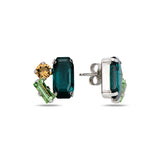 Třpytivé krystalové náušnice - moderní polštářový a baguette brus